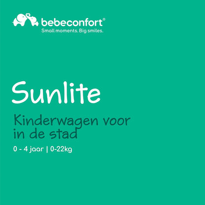 Bebeconfort Sunlite, Baby kinderwagen, 0-4 jr. (max. 22kg), lichtgewicht kinderwagen, vlakke ligstand, automatisch en compact inklapbaar, ligstand met één hand, grote opbergmand (5kg), Tinted Gray