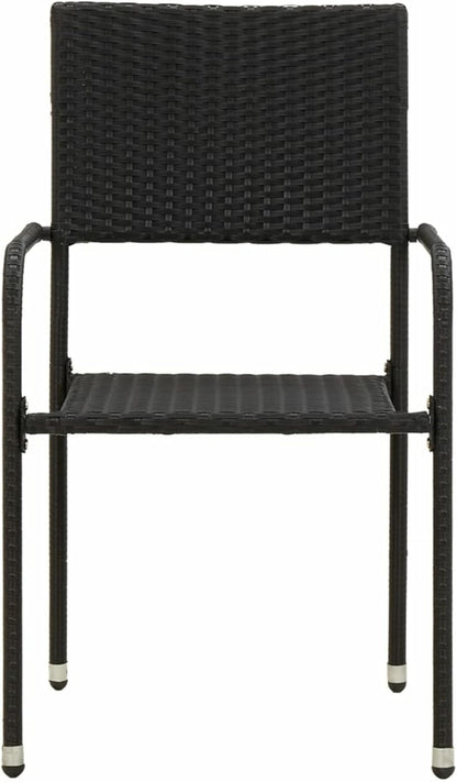 Tidyard 3-Piece Dining Set for Garden Outdoor Dining Room Set Black Poly Rattan Wood Rattan Table and Garden Chairs Set for Table and Chairs Square Wood and 2 Garden Chairs - QUORE