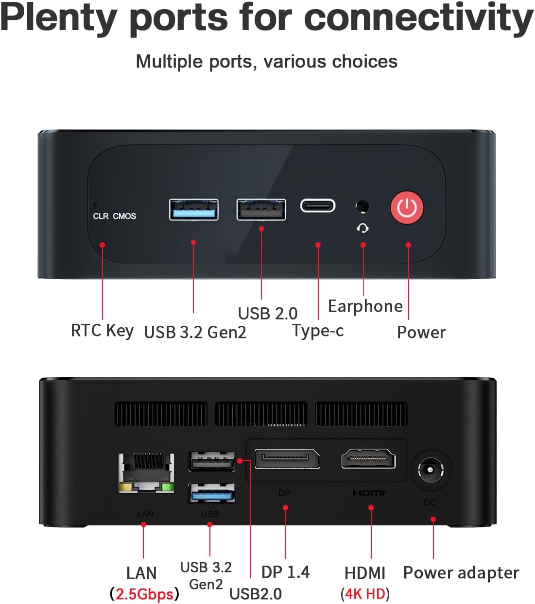 Mini PC – Mini Computer – Compact Pc – Kleine Pc – Desktop Pc – AMD Ryzen 5 5500U – 16GB DDR4 500GB NVMe SSD – Dual 4K Scherm Ondersteuning – WiFi 6 & Bluetooth 5.2