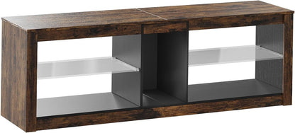 Bestier 140cm tv-standaard, tv-tafel voor tv's van 65 inch en kleiner met RGB LED-verlichting, 3 stopcontacten en 2 USB-oplaadpoorten
