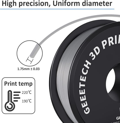 PLA Filament Grijs – 3D Printer Filament – 3D Printdraad – PLA Draad – 3D Printer Materiaal – 10 x 1 kg Spoelen – Hoge Nauwkeurigheid +/- 0,03 mm – Vacuümverpakt Met Droogmiddel
