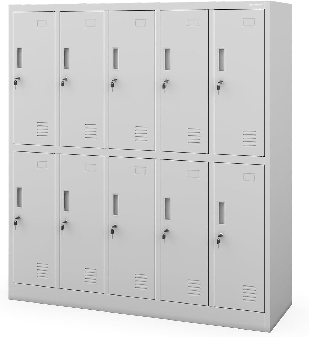 Jan Nowak metal locker cabinet for school and dressing room steel spindle box with lock and 10 separate compartments with hanging rod ventilation and label holders professional locker 150 x 136 x 45 - QUORE