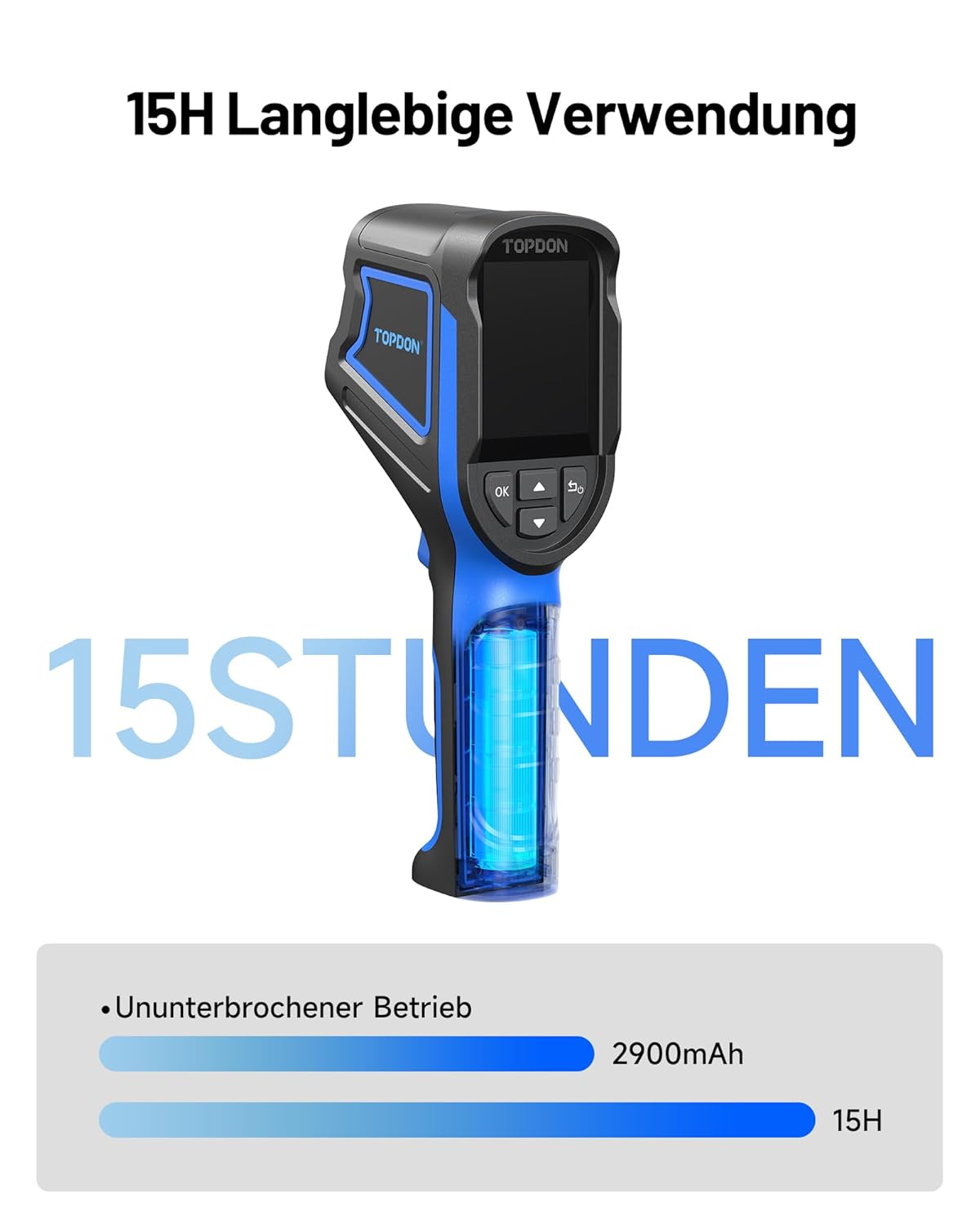 TOPDON TC004 Mini-warmtebeeldcamera, 240 x 240 IR-resolutie, handheld thermische camera, 15 uur batterijduur, 25 Hz beeldherhalingssnelheid, -20 °C tot 450 °C temperatuurbereik,