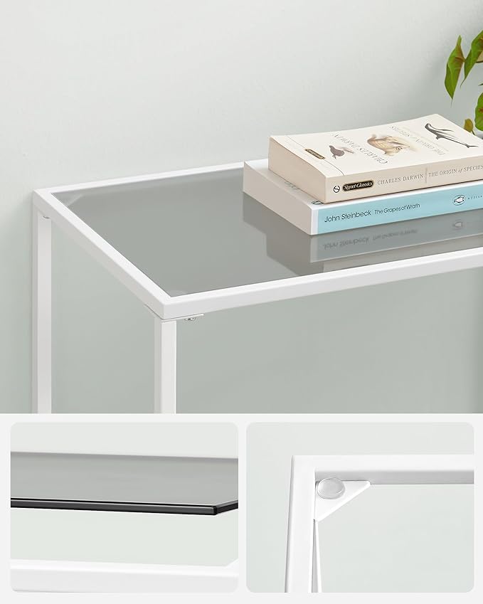 Bijzettafel - Haltafel - Woonkamer - Smalle console - Woonkamer - 100 cm x 35 cm x 80 cm - Ivoor - QUORE