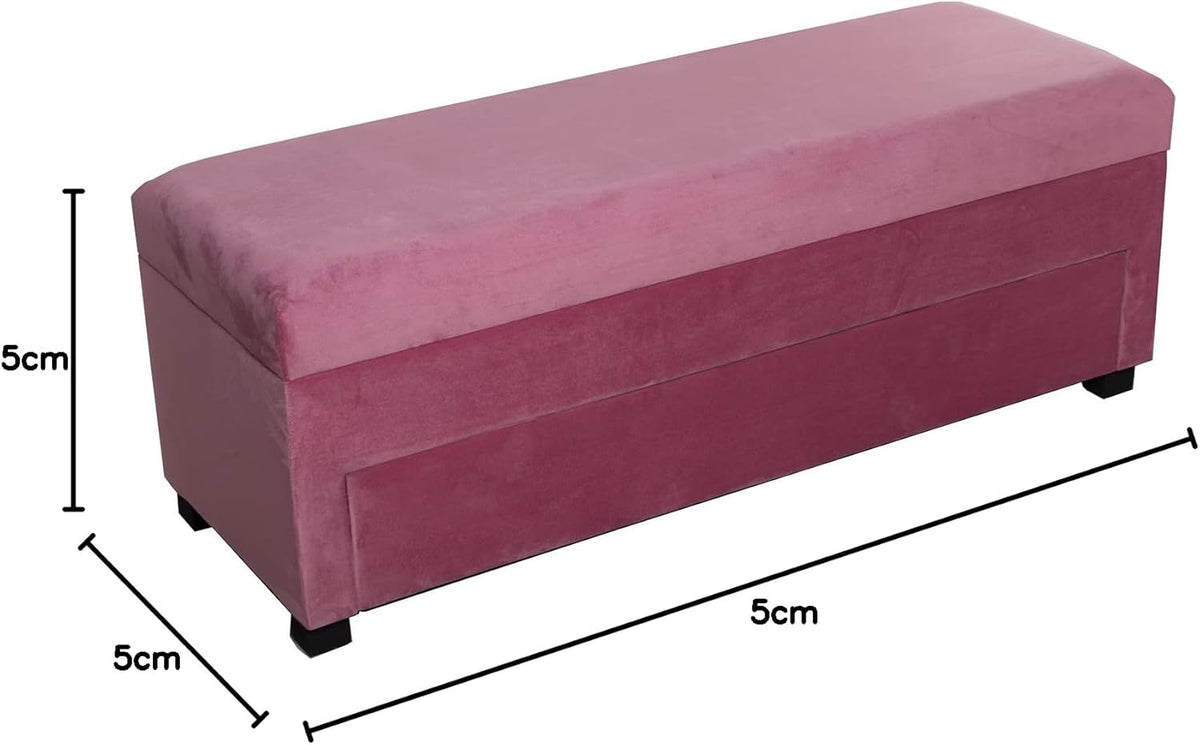DRW Schoenenrek bed voet van hout en stof in roze 120 x 43 x 45 cm