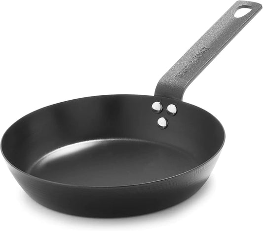 Merten & Storck Pretreated Carbon Steel 20cm Frying Pan Suitable for Induction, Stove, Grill and Oven, Durable, Induction Pan, Camping Pan, Indoor & Outdoor Cookware