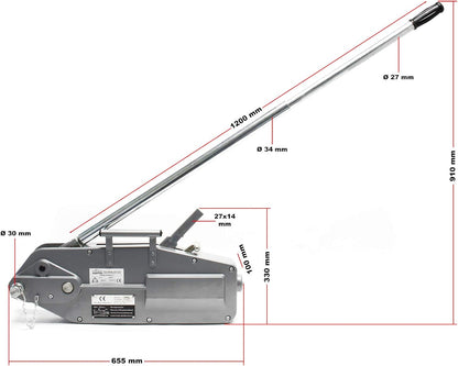Kabellier Handmatig – Handlier – Handkabellier – Treklier – Kabeltakel – 3200 kg – 20 m Kabel Ø 16 mm