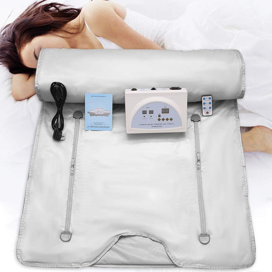 Portable Sauna Infrared Sauna Blanket 2 Zone Digital Home Sauna Blanket Professional Detox Therapy Sauna Portable Oxford Sauna Blanket with 4 Safety Protection for Hot Sweating, Relaxation - QUORE