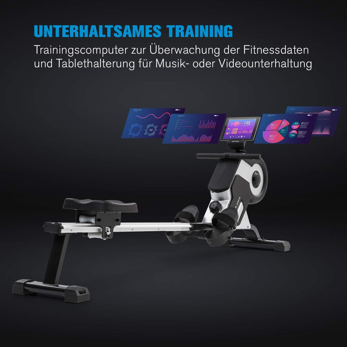 Capital Sports Home Rowing Machine, Compact Rowing Machine, 8 Levels Foldable LCD Monitor, Wheels, Row Shaper with Magnet Resistance, Cardio Rowing Machines, Home Fitness Equipment - QUORE