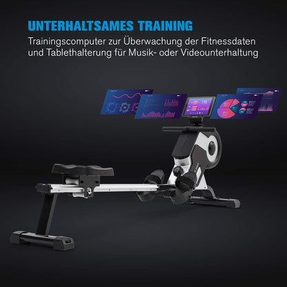 Capital Sports Home Rowing Machine, Compact Rowing Machine, 8 Levels Foldable LCD Monitor, Wheels, Row Shaper with Magnet Resistance, Cardio Rowing Machines, Home Fitness Equipment - QUORE