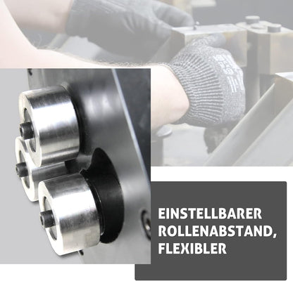 BOKA Ronde buigmachine met 3 walsen, metalen buigmachine, 70 mm buigradius, metalen rolbuigmachine met 250 mm greep, nauwkeurig buigen van plaatstaal, plat staal en rond staal