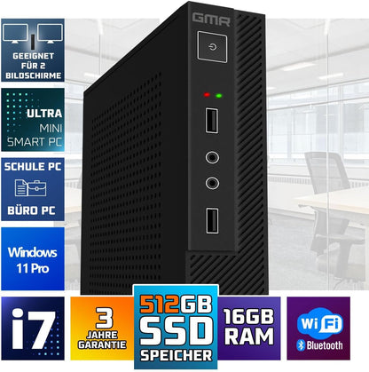 Intel Office PC Compleet met toetsenbord en muis, Intel i7, 32 GB RAM, 1000 GB SSD, DVD-brander, kaartlezer, WiFi 600 en Bluetooth 5, USB3, Windows 11 Pro