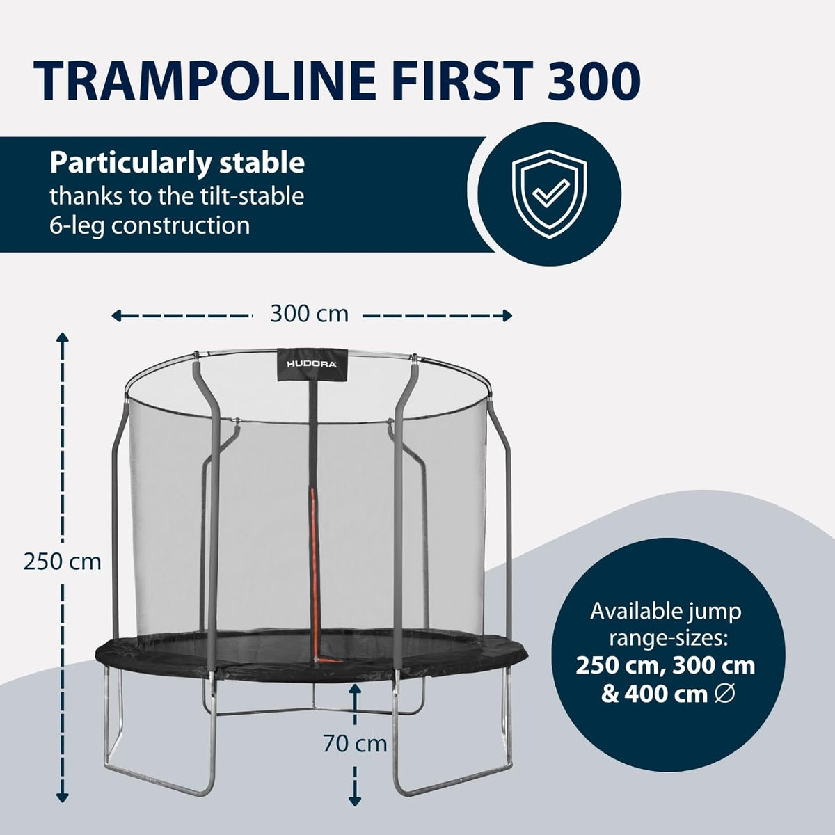 HUDORA First trampoline 300 V met veiligheidsnet, tuintrampoline outdoor, kinderen