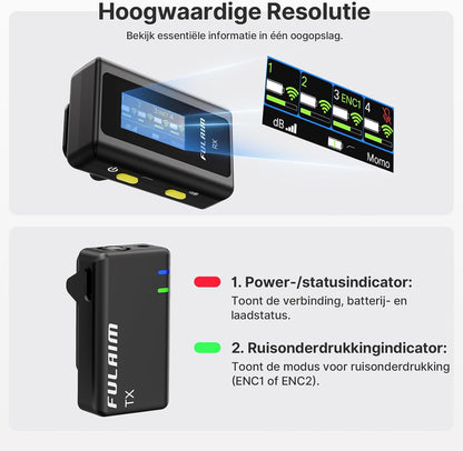 FULAIM X6 Compact, Draadloos Digitaal Microfoonsysteem voor 4 Personen, voor Camera's en Smartphones (2,4 GHz) - Ideaal voor Interviews, Vlogging, Podcasts, Online Lessen, Live Streaming