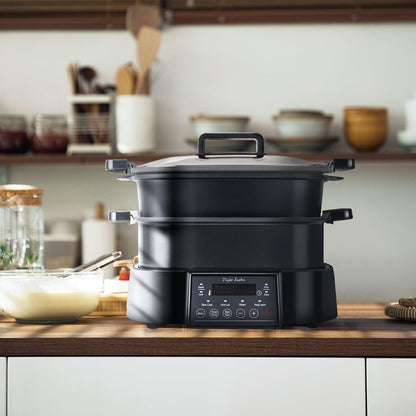 Taylor Swoden Arthur Elektrische stoompan, programmeerbaar, multifunctioneel, met vooraf ingestelde programma's en warmhoudfunctie, 6 l, 1250 W, BPA-vrij
