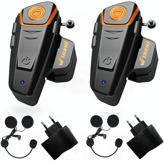 Qaurora BT-S2 1000 m Bluetooth Headset Waterdichte Motorfiets Helm Intercom voor 2 of 3 Bestuurders - 2,5 mm Audio voor Walkietalkie, GPS, Handsfree MP3-Speler, FM-Radio