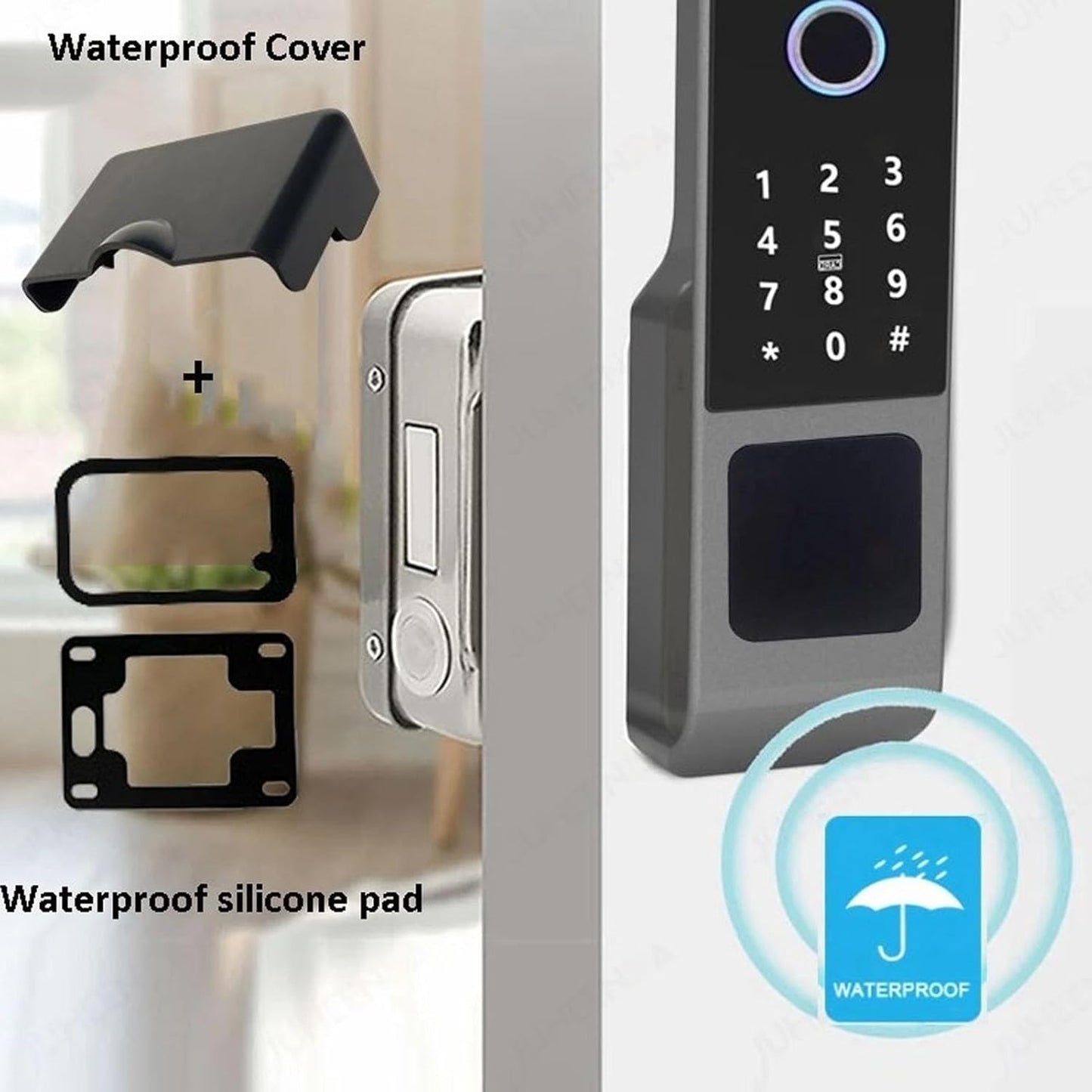 WiFi Smart Door Lock, 5 in 1 biometrisch wachtwoord deurvergrendeling met kaartsleutel afstandsbediening waterbestendig voor huis buiten de binnenplaats kantoor hotel