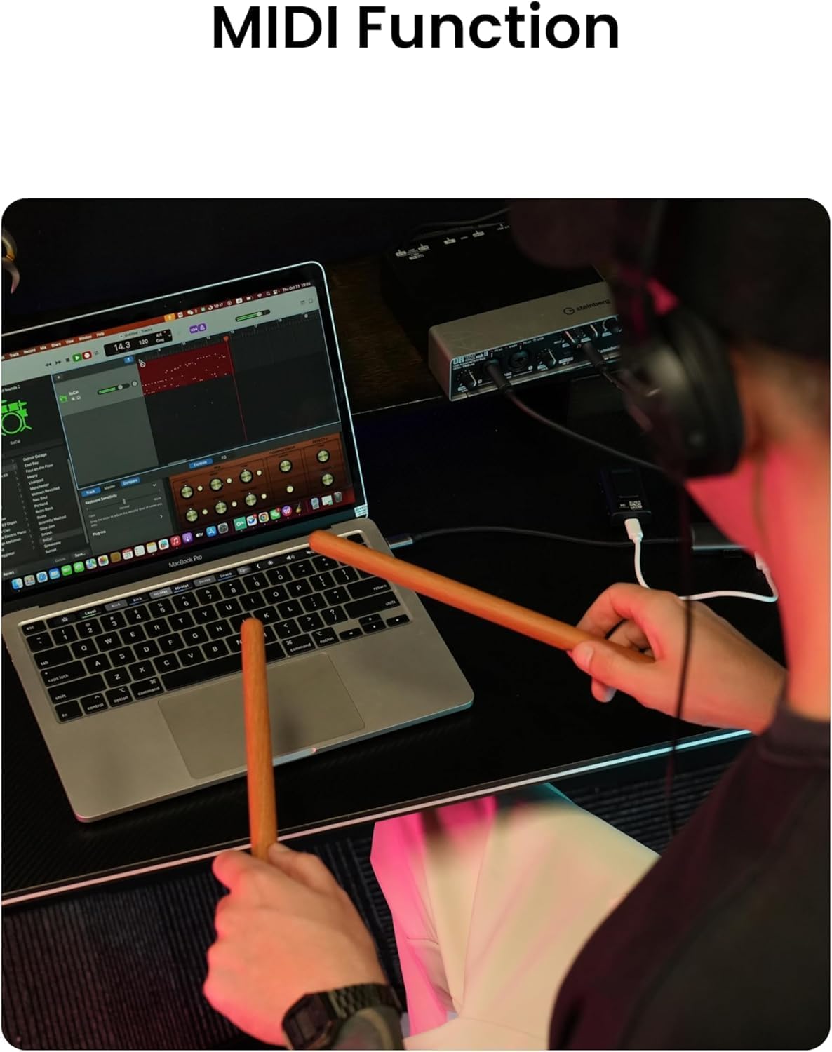 Aeroband PocketDrum 2 Max Air Drum Set – Draagbaar e-drumstel voor oefenen en plezier met Bluetooth en MIDI