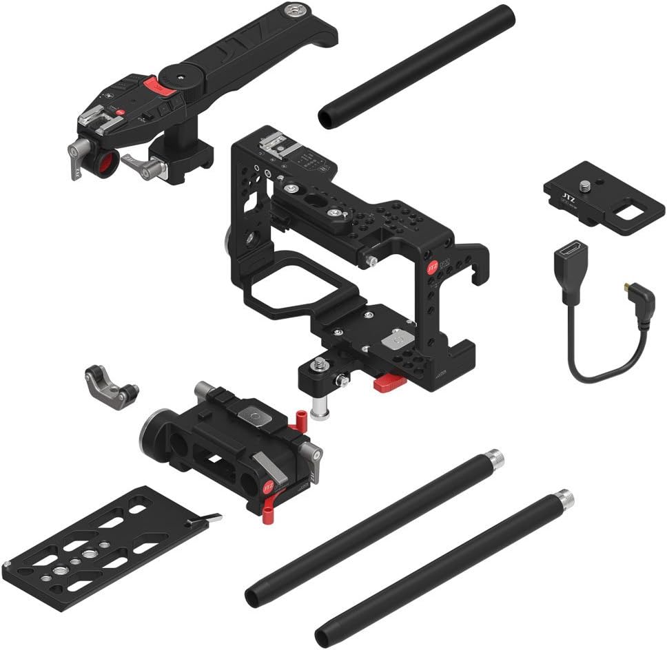 Cameracage – Camerakooi – Camera Rig – DSLR Rig – Video Rig – Elektronische Bovenhandgreep Met REC Start/Stop, Focus En Zoom – 15 Mm Aluminium Railsysteem