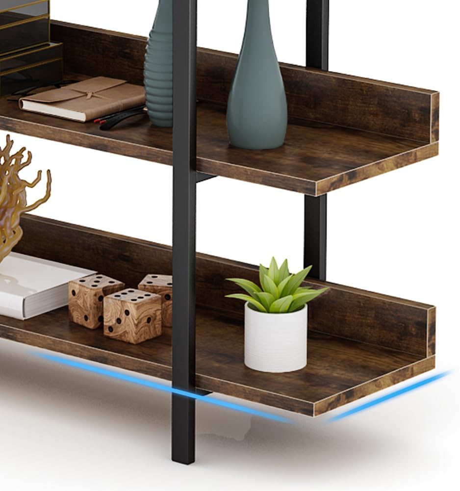 Tribesigns Bookshelf Bookcase Storage Rack Standing Shelf Industrial Stable Bookcase with Iron Tube Frame for Home, Living Room, Bedroom, Office