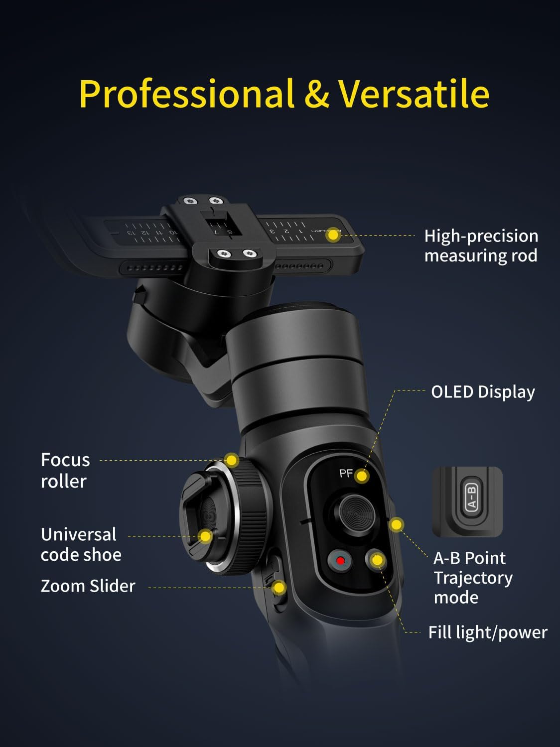 AOCHUAN Gimbal Stabilizer Voor Smartphone Met 8 Inch Verlengstang, 3-Assige Stabilizer Met RGB Magnetisch Vullicht Voor Video-Opname, Compatibel Met iPhone/Android
