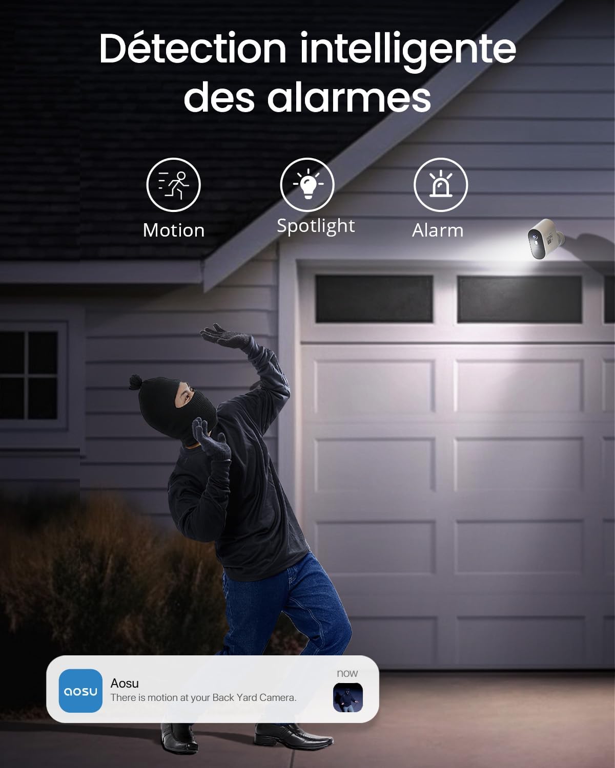 aosu 3K Beveiligingscamera buiten draadloos met batterij aangedreven zonne-energie, 4 bewakingscamera's Home Security System Set 32 GB lokaal record, bewegingssensor, IP67, kleur nachtzicht