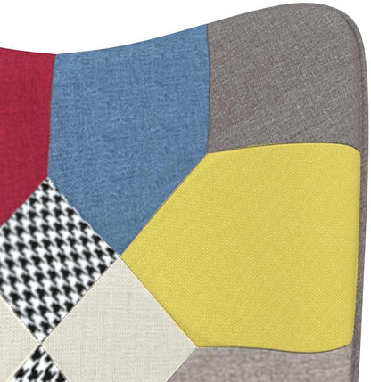 Relaxstoel Met Poef – Fauteuil – Draaistoel – Leunstoel – Lounge Stoel – Patchwork Ontwerp – 360 Graden Draaibaar – Comfortabel Schuimrubber – Stalen Frame
