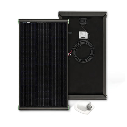 MOSCATELLI PERC Zonnepaneel voor camper, 100 W, met zwart aluminium profiel voor dakbevestiging, zonder regelaar