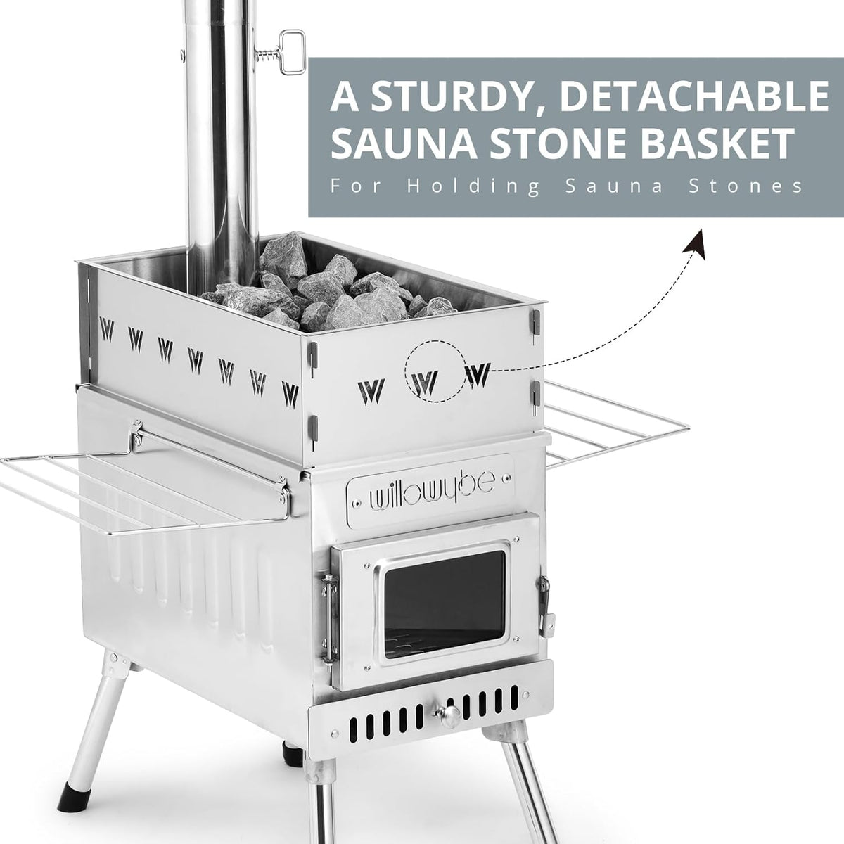 WillowyBe Outdoor Sauna Hete Tentkachel, Raketkachelverwarmer, Draagbare Houtkachel voor Droge Sauna, Koken voor Echtgenoot en Vrienden