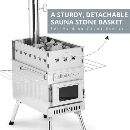 WillowyBe Outdoor Sauna Hete Tentkachel, Raketkachelverwarmer, Draagbare Houtkachel voor Droge Sauna, Koken voor Echtgenoot en Vrienden