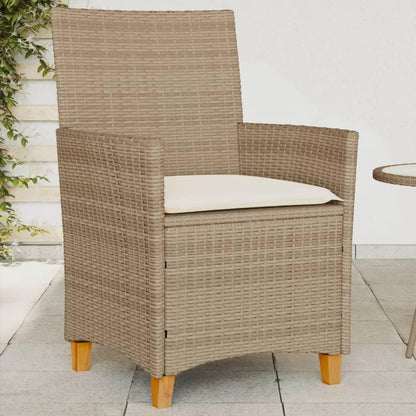 Tuinstoelen – Lounge Stoelen – Camping Stoelen – Terras Stoelen – Tuinstoel Beige – Weerbestendig Poly Rattan – Comfortabele Dikke Kussens