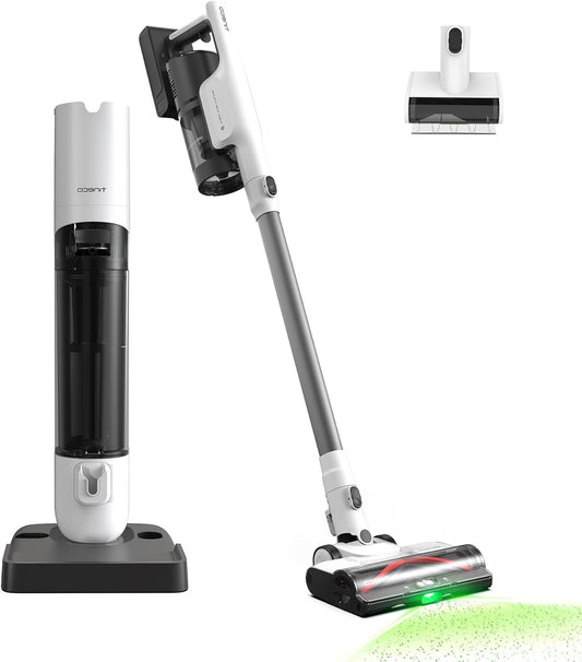Steelstofzuiger – Draadloze Stofzuiger – Kruimeldief – Zakloze Stofzuiger – Zelfreinigende Station – 175W Zuigkracht – 2,5L Stofreservoir - QUORE