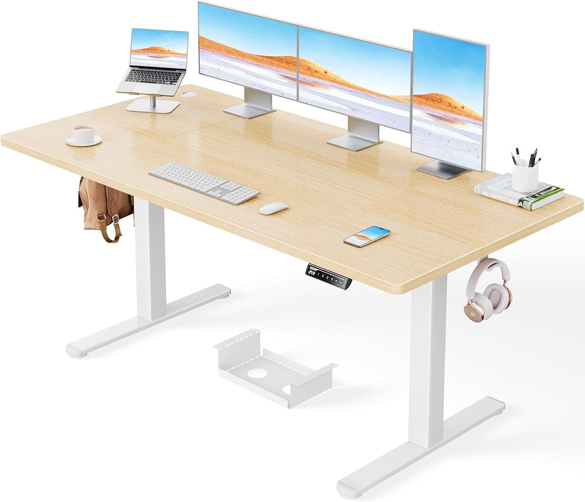 ErGear Electric Sit-Stand Desk - 160 x 80cm - 100kg Load Capacity Height Adjustable Desk with Advanced Brushless Motor, Silent Operation, Robust Metal Frame - QUORE