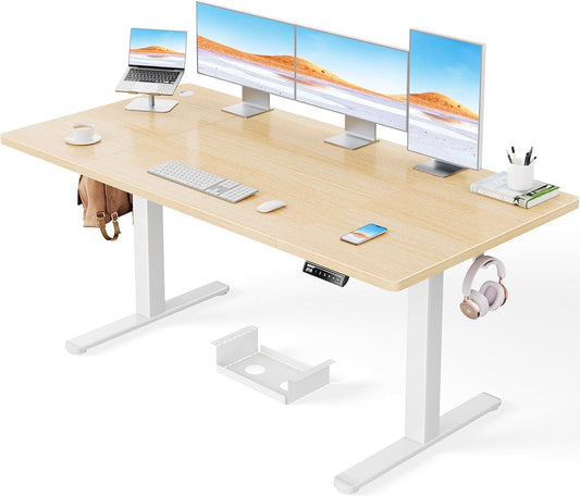 ErGear Electric Sit-Stand Desk - 160 x 80cm - 100kg Load Capacity Height Adjustable Desk with Advanced Brushless Motor, Silent Operation, Robust Metal Frame - QUORE