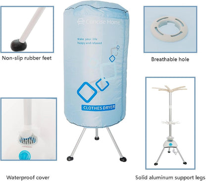 Draagbare Elektrische Wasdroger – Warme Luchtdroger – Tumble Dryer – Droogrek – Kledingdroger – 1000 W Krachtige Motor – 10 kg Capaciteit Met Dubbele Aluminiumlegering