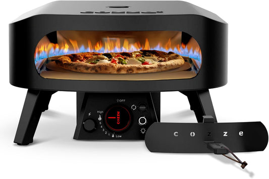 Cozze 13" Pizzaoven Gas Black Edition met roterende pizzasteen Ø 34,5 cm - 600 °C, pizza in 2 minuten