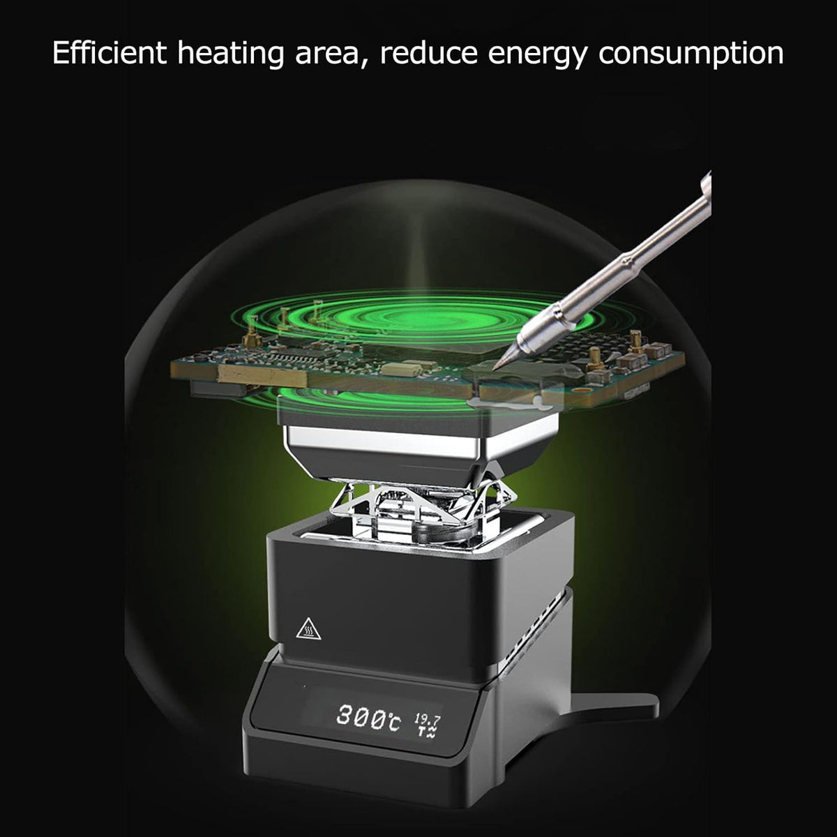 Mini Voorverwarmer – Verwarmingsplaat – Voorverwarmstation – Soldeerstation – Printplaat Voorverwarmer – 30 x 30 Mm Verwarmingsoppervlak – OLED-Display Met 2 Knoppen