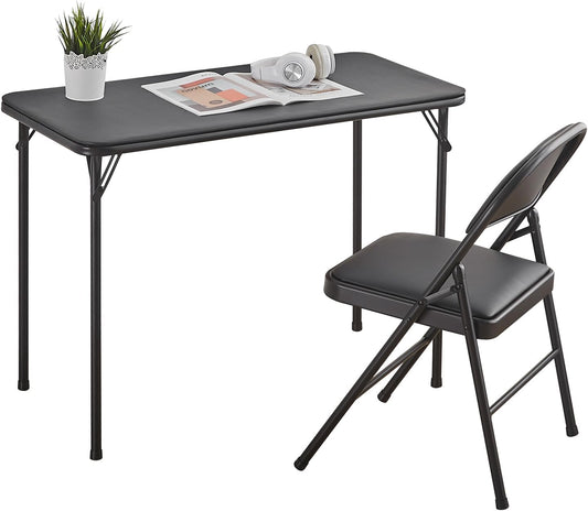 BOOSDEN Vouwtafel en stoelen, opvouwbare tafel en stoelen set 2, opvouwbare tafel en stoelen voor thuis, dineren, picknicken, kamperen, compact metalen frame, opvouwbare tafel en stoelen, binnen en