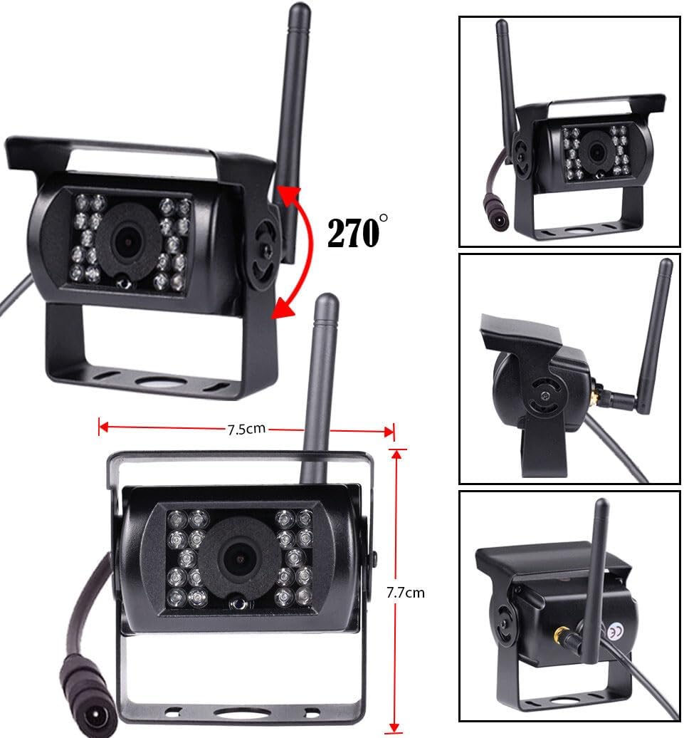 Digitaal draadloos achteruitrijcamerasysteem, 7 inch AHD Split Screen Monitor met IP69 waterdichte achteruitrijcamera IR nachtzicht dubbele achteruitrijcamera voor vrachtwagen/aanhangwagen/camper