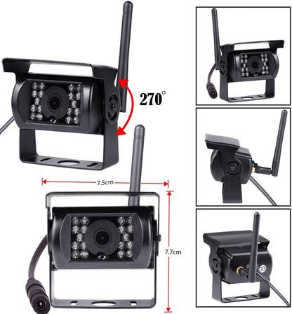 Digitaal draadloos achteruitrijcamerasysteem, 7 inch AHD Split Screen Monitor met IP69 waterdichte achteruitrijcamera IR nachtzicht dubbele achteruitrijcamera voor vrachtwagen/aanhangwagen/camper