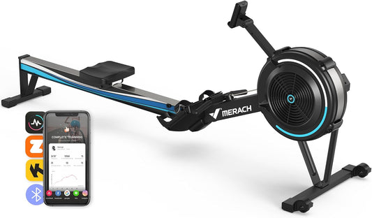 Roeimachine – Roeitrainer – Indoor Roeier – Fitnessapparaat – Trainmachine – 10 Niveaus Luchtweerstand – Ergonomische Zitting Met App-Houder