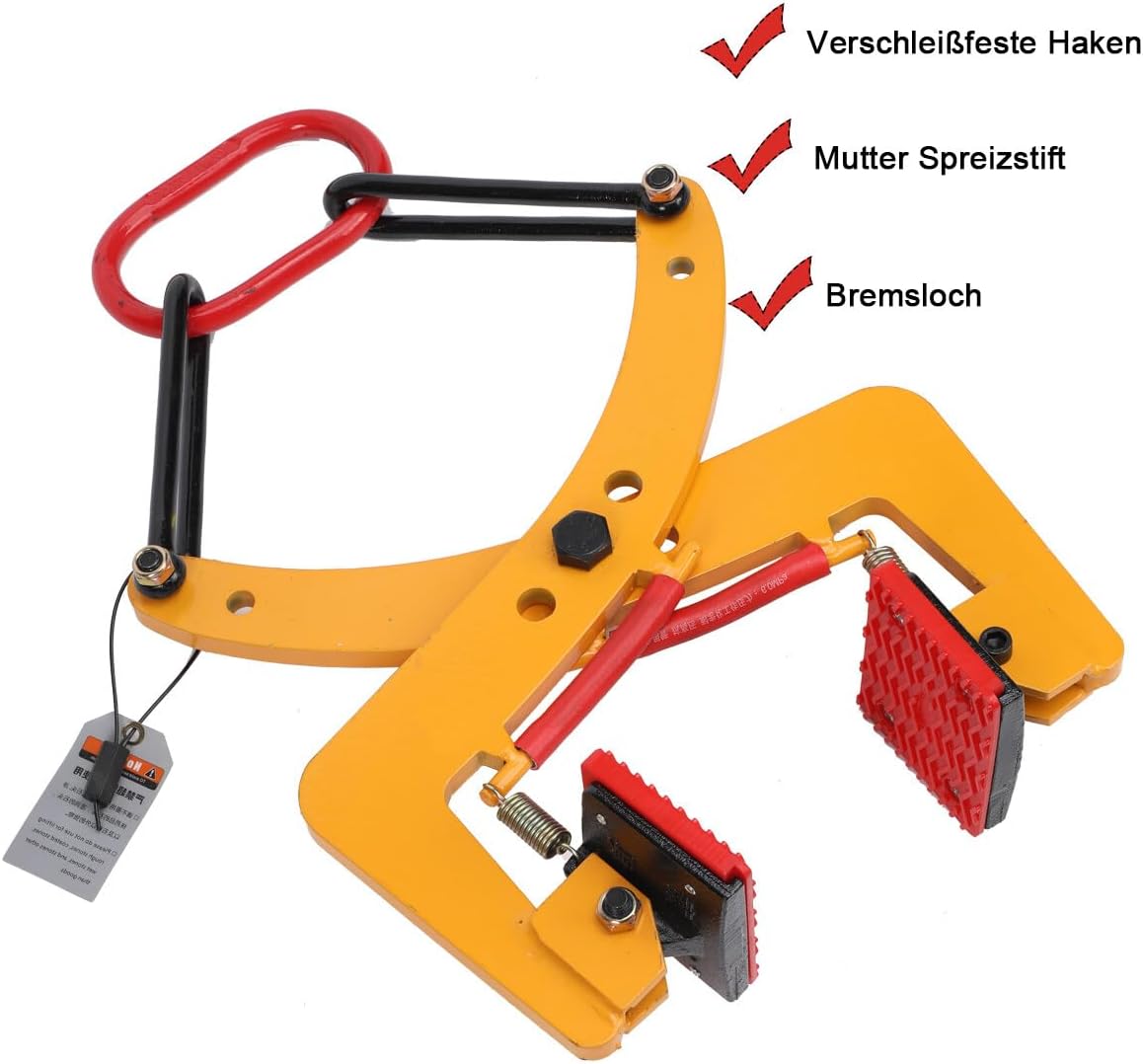 Heftang, plaat, 280 kg, heftangen, steen, betonplaat, verstelbare opening, 6-24 cm, steenhouder, steenlifter, verticale grijper, pantsertang voor heffen en transport
