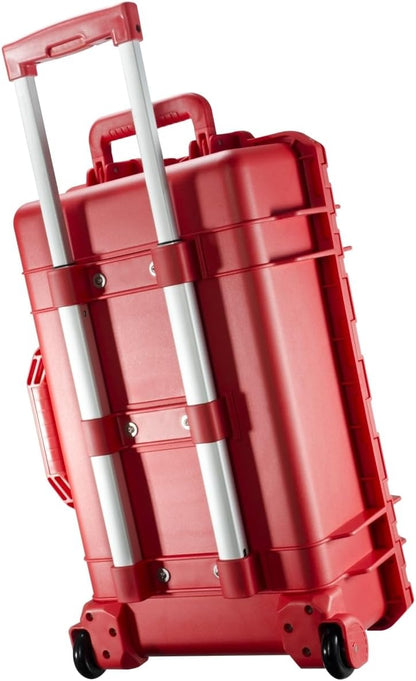 Mantona Outdoor beschermende trolley rood - waterdicht, schokbestendig, stofdicht en stapelbaar voor waardevolle wollen apparatuur, incl. op maat te snijden schuimrubberen inzetstukken, trolleygreep