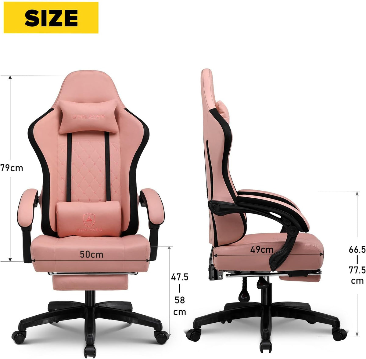 GTPLAYER Gaming Chair, Office Chair with Pocket Spring Cushion, Armrests and Hinged Footrest, Ergonomic Computer Chair with High Back and Lumbar Support OB - QUORE
