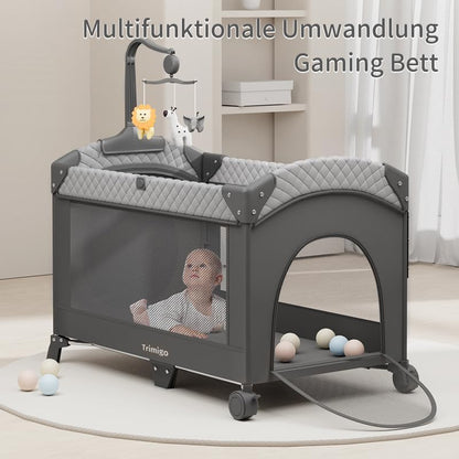 Opvouwbaar babybedje & reisbed & bijzetbed – Draagbaar babybed hoogteverstelbaat, draagbaar & eenvoudig op te bergen, incl. speelgoed, verschoontafel en muggennet – Cadeau voor jonge ouders