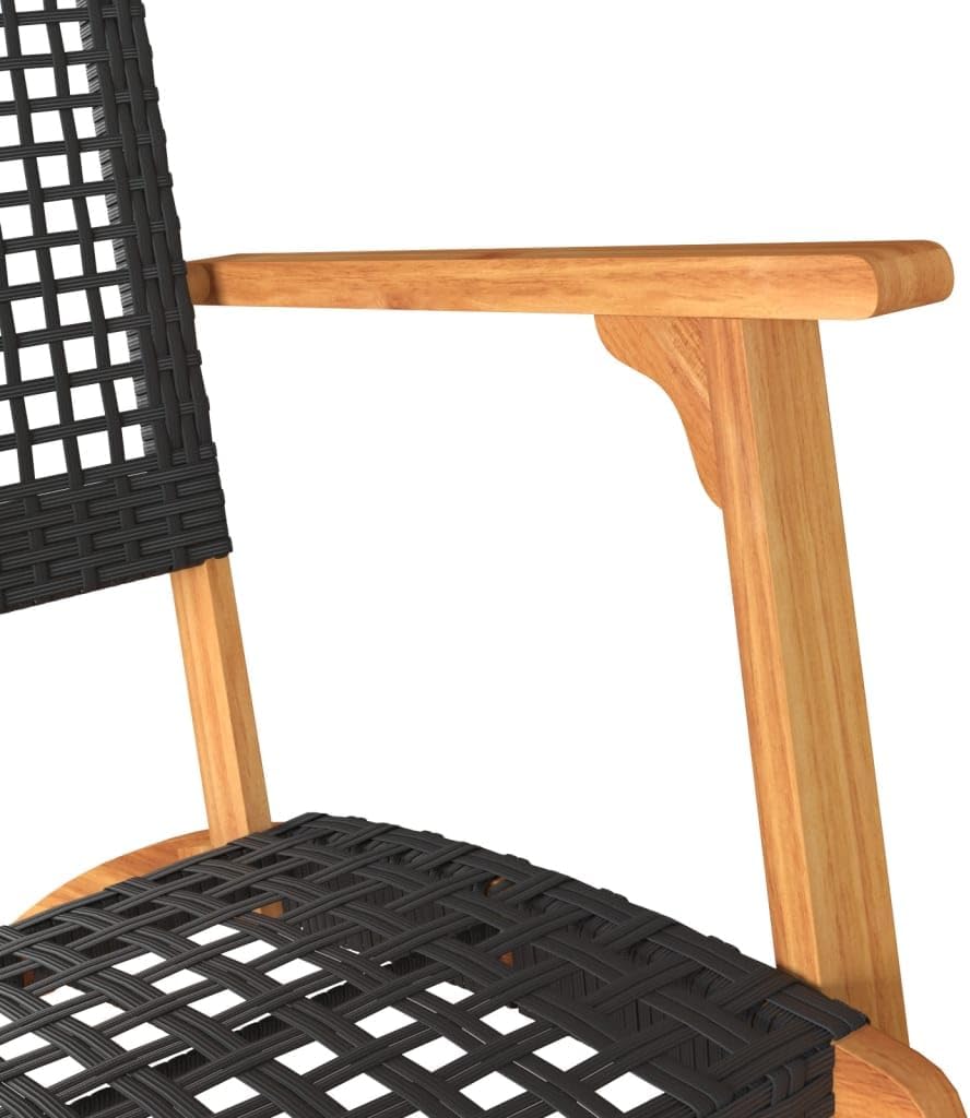365868 Garden Chairs, Pack of 2 Acacia Wood and Synthetic Rattan, Black Garden Chair, Patio Chairs - QUORE