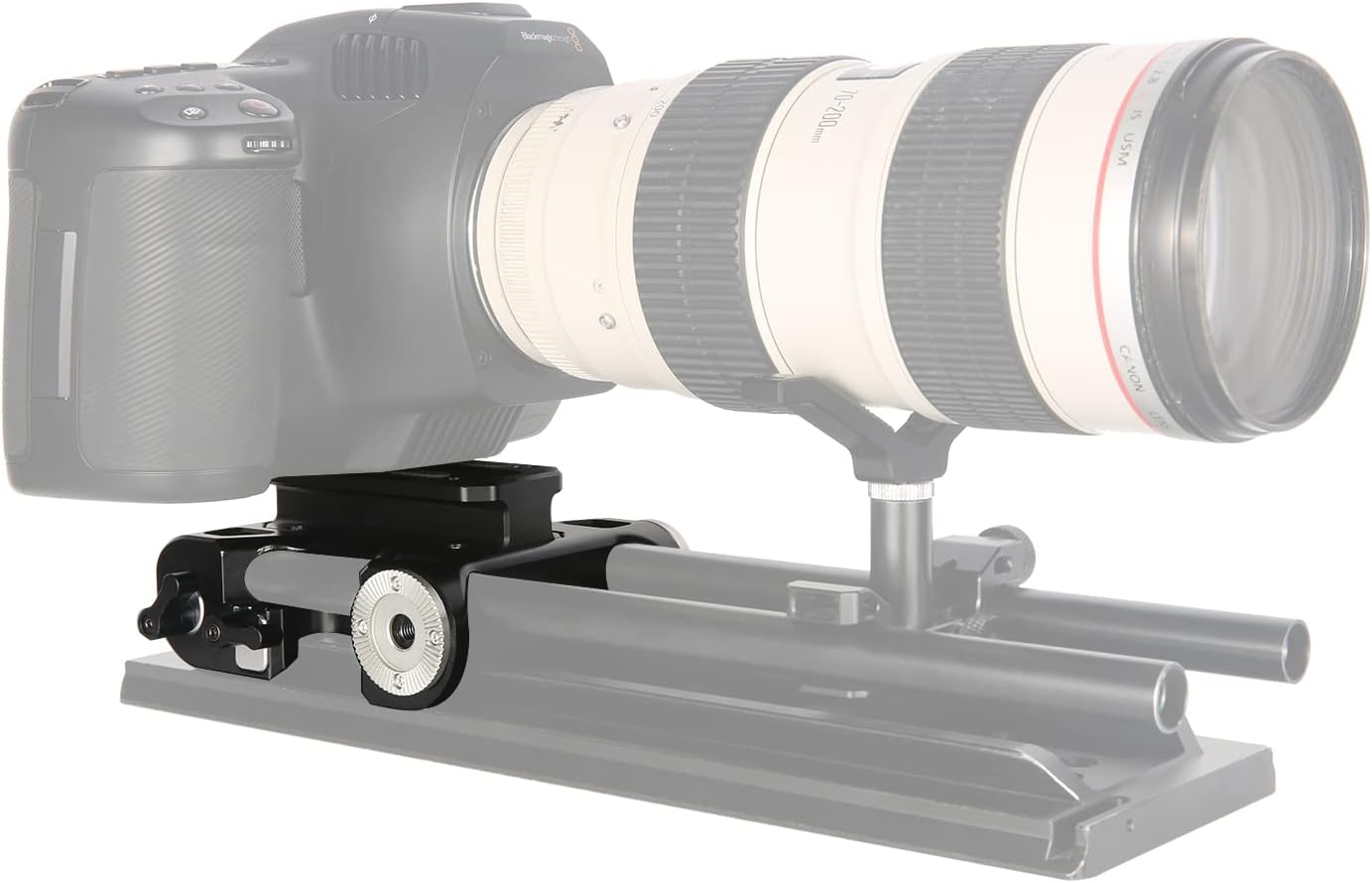 Multifunctionele camera-basisplaat met 15 mm stangrailklem, NICEYRIG universele camera-grondplaat met 2 Arri standaardversnellingen en 15 mm railbevestiging voor DSLR-installatiesysteem-513