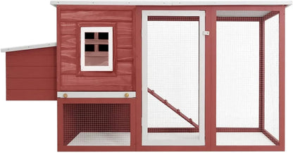 Kippenhok – Kippenren – Pluimveehok – Legnest – Kippenhuis – 202x75x98 cm – Gelakt Vurenhout – Met Antislip Helling
