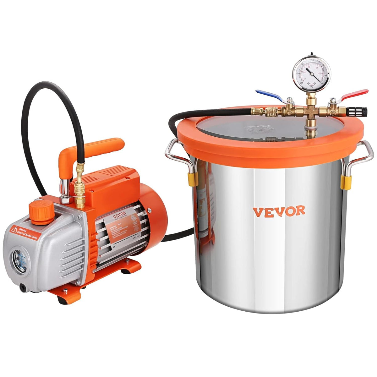 Vacuümpomp – Vacuüm Pomp – Vacuum Pomp – Vacuümset – Houtstabilisatie Pomp – 11 Liter Vacuümkamer – Tempered Glas Deksel – 100 L/min Capaciteit – Inclusief 250 ml Olie