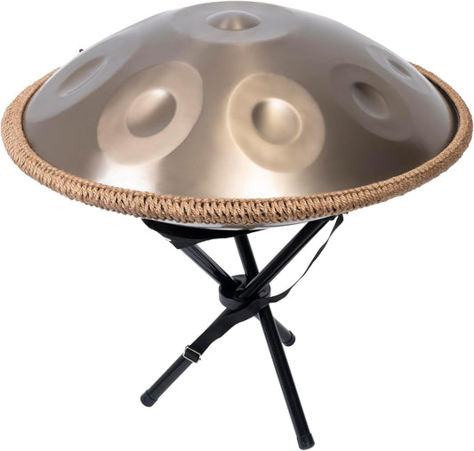 Handpan Drum - 22-Inch 9-Note D Kurd 440Hz - Hand Tuning Handpan - Inclusief Soft Bag, Mallets, Standaard, Note Stickers, Reinigingsdoek - Artist Performance Video